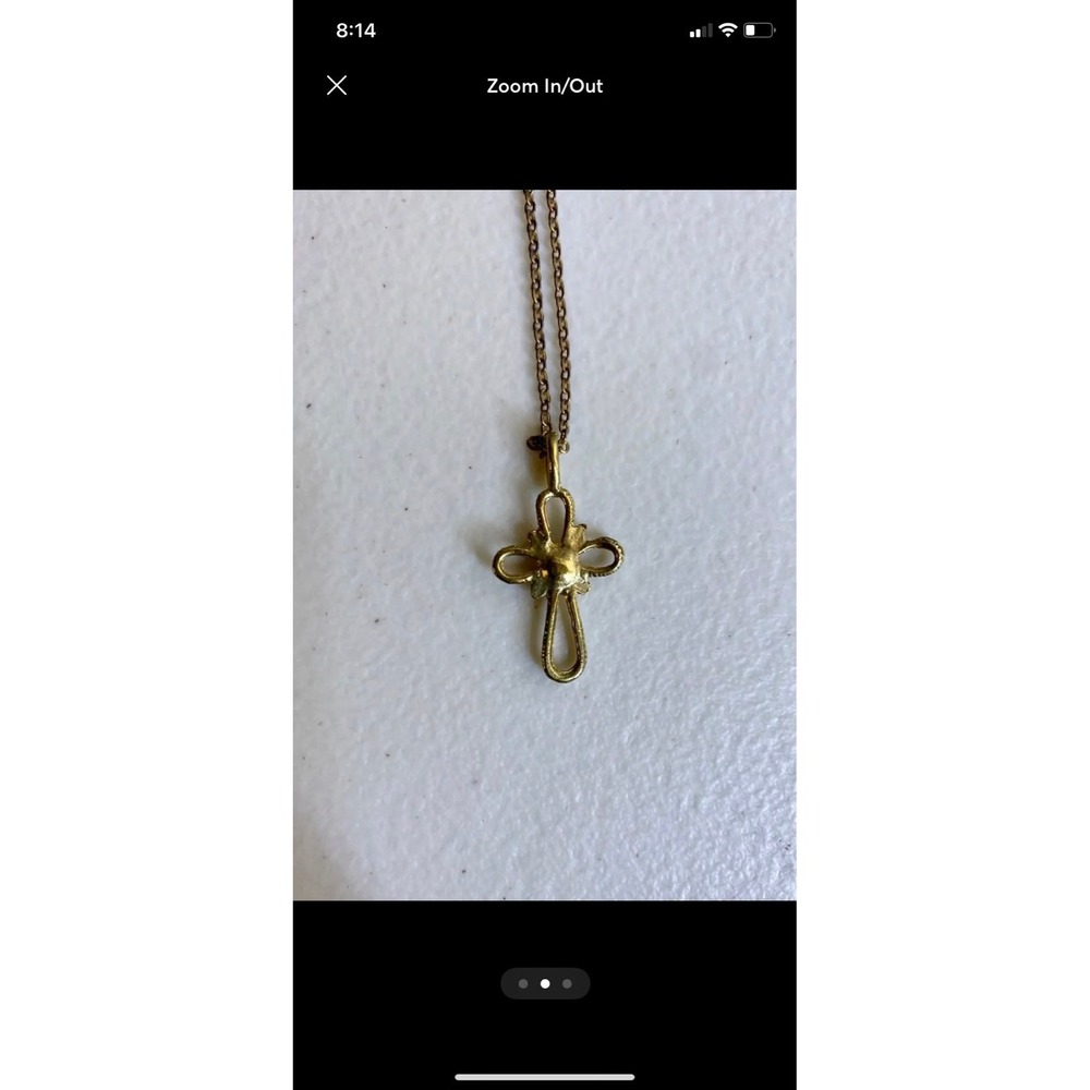 Gold Rhinestone Cross Necklace‎ - Picture 2 of 3